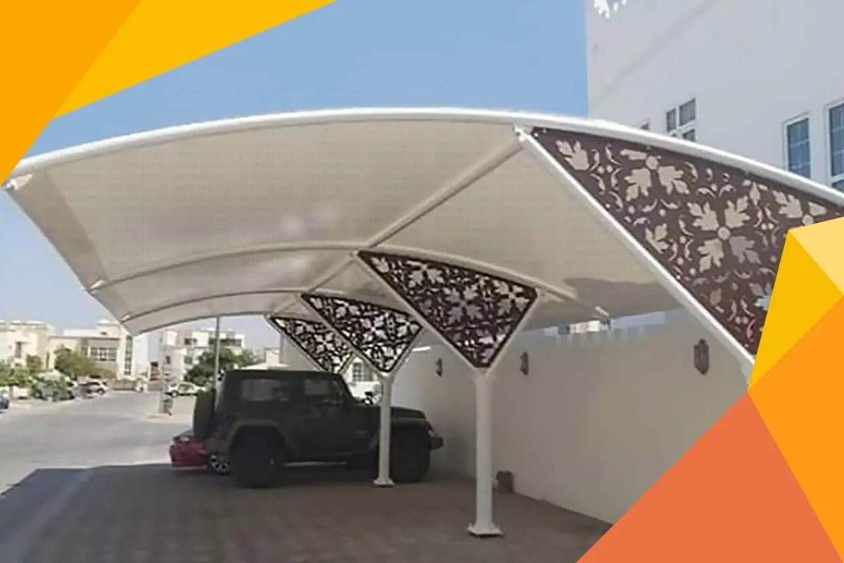 1.Arch design car parking shades